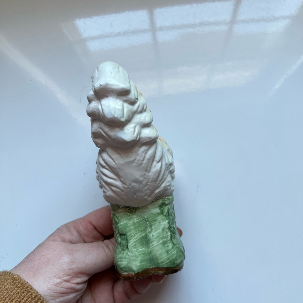 Cast Iron Rooster Figurine with‎ Green Flowered Rain Boot - Picture 4 of 7